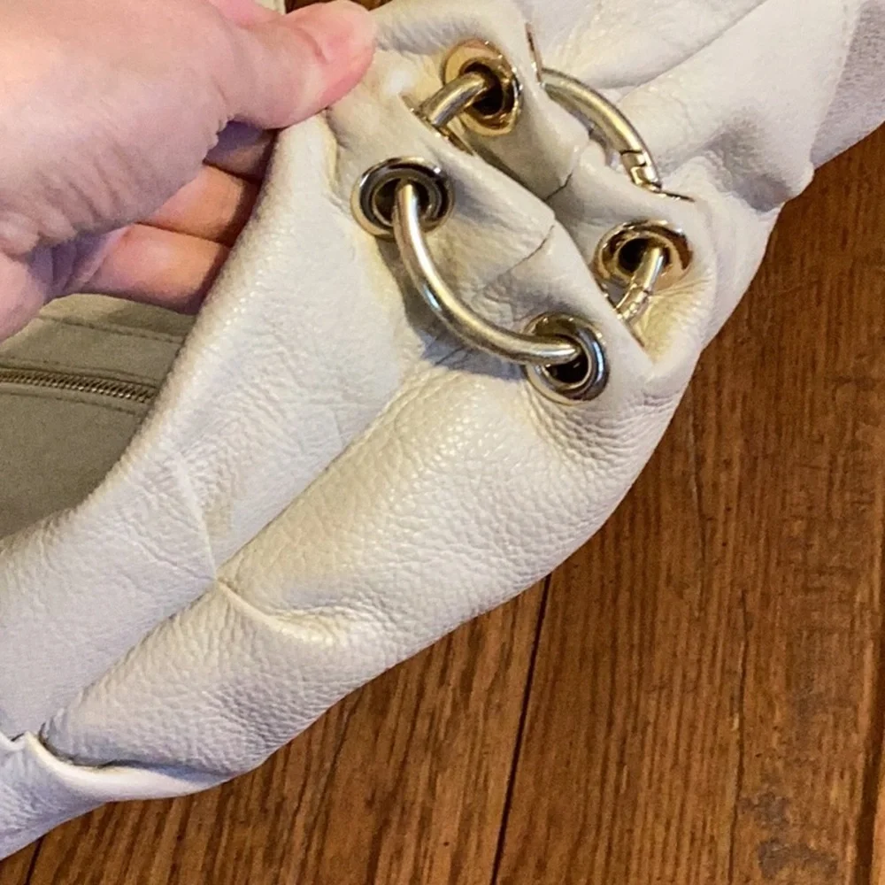 Michael Kors Layton Vanilla Genuine Leather Large Shoulder Tote Hobo Bag